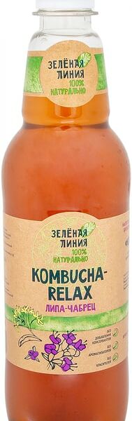 Напиток на чайном грибе Kombucha relax с цветами липы и чабрецом Зелёная Линия, 555мл