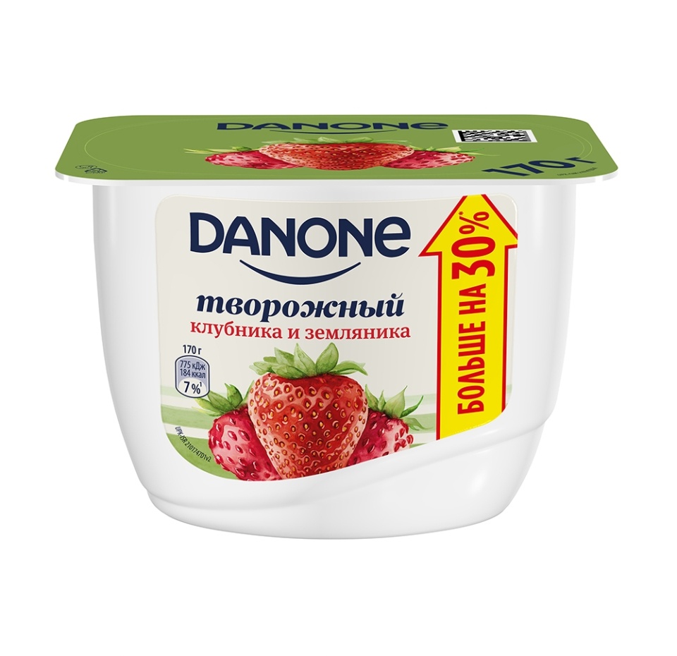 

Творожный продукт «Клубника, земляника» 3,6%, Danone, 170 г, Россия, БЗМЖ