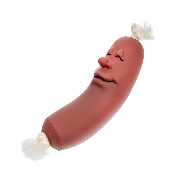 Petmax игрушка для собак (сарделька на веревке), винил, 10.5 см