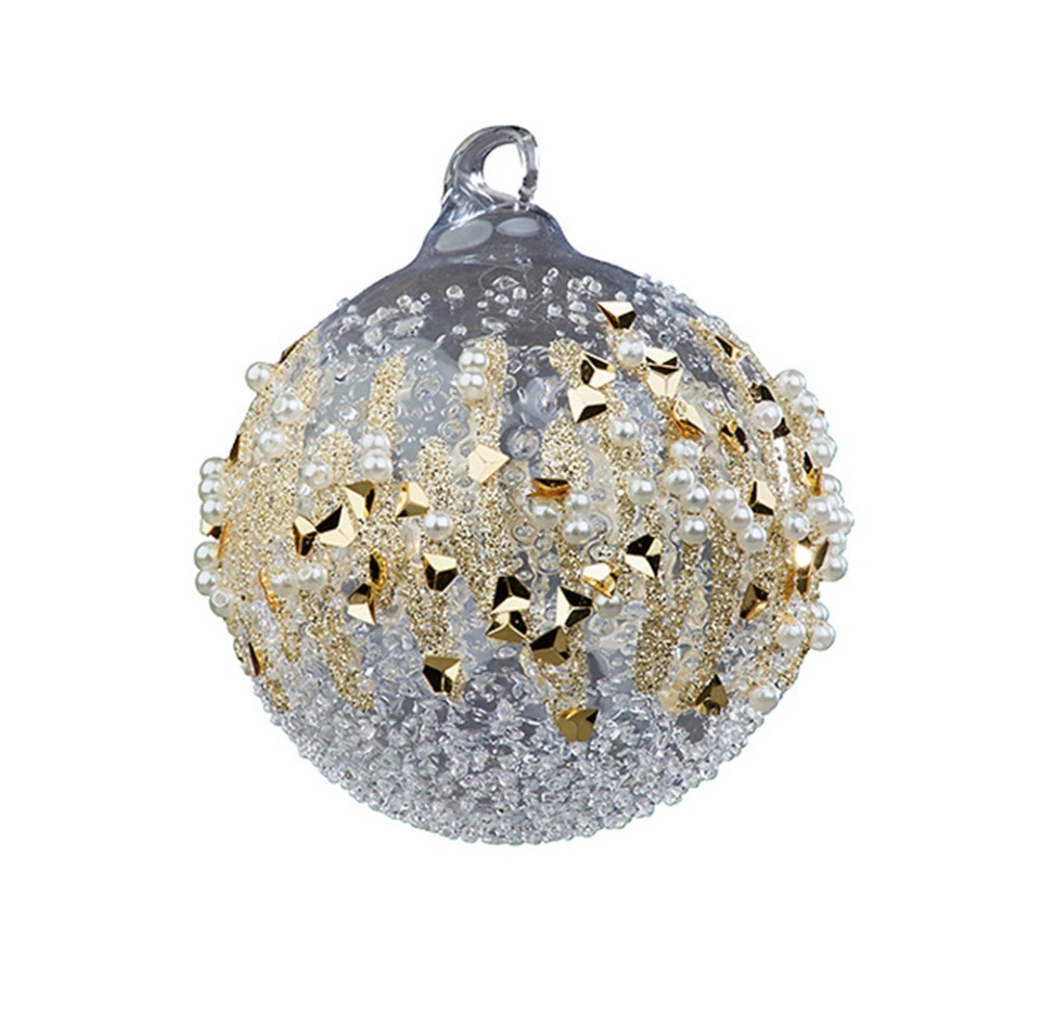 

Игрушка для елки Коллекция Традиции Holiday Classics, Шар Золотой лед прозрачное стекло, 8 см, Китай