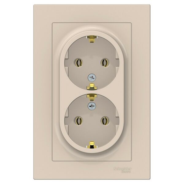 Розетка Atlas двойная, заземление, 16А