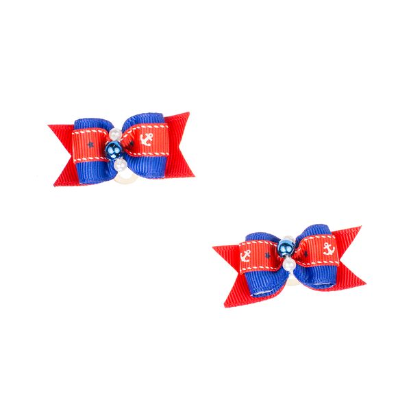 Petmax Бантик объемный сине-красный с якорями 2шт