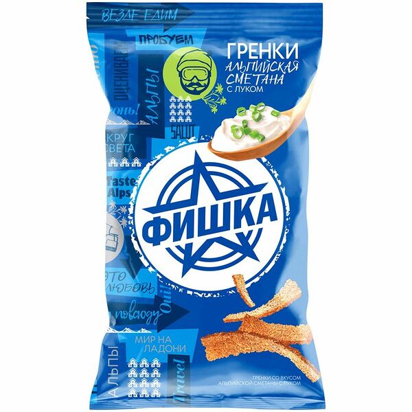 Гренки Фишка со вкусом альпийской сметаны с луком, 120г