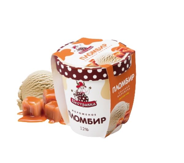 Пломбир Пестравка Солёная карамель 12%, 270г