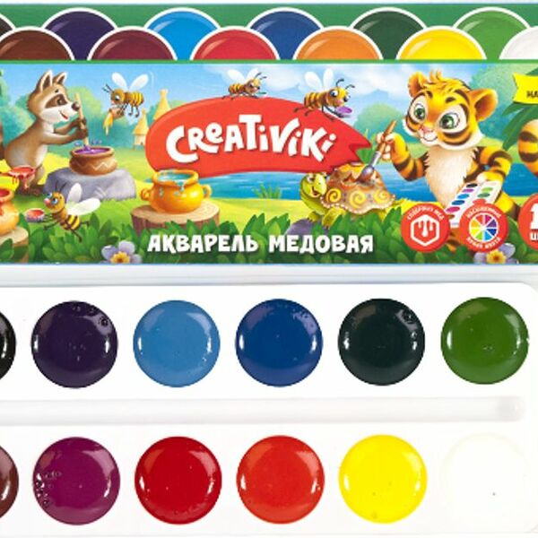 Акварель медовая Creativiki 12 цветов без кисти