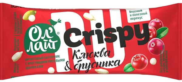 Батончик Ол Лайт Crispy Клюква-Брусника 30г
