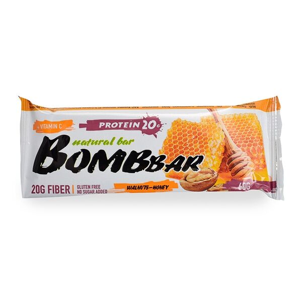 BombBar Natural Bar Батончик протеиновый вкус Грецкие орехи с мёдом 60 г 1 шт