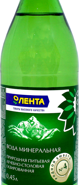 Вода минеральная ЛЕНТА Родной Бюветъ №4 лечебно-столовая газированная, 0.45л