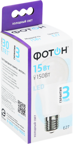 

Лампа светодиодная Фотон LED A60 15W E27 6500K