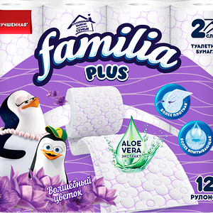 Туалетная бумага Familia Plus Волшебный цветок 2 слоя 12 рулонов
