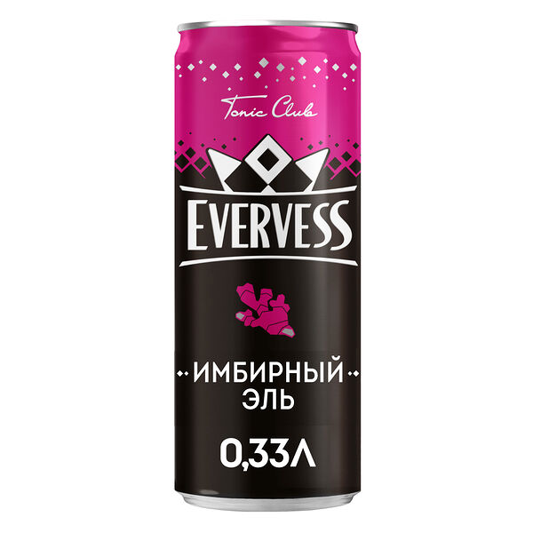 Газированный напиток Имбирный Эль Эвервесс/Evervess 0.33л, банка