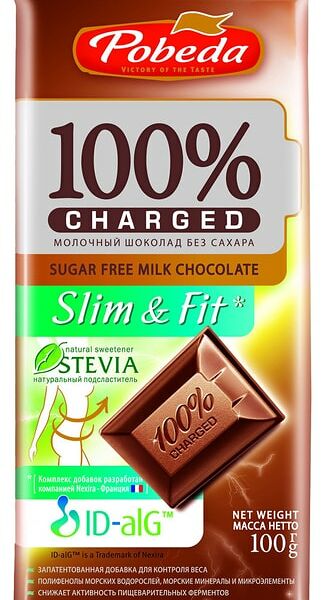 Шоколад Победа вкуса Charged Slim&Fit молочный без сахара 100г