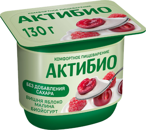 

Йогурт АктиБио с вишней, яблоком и малиной без сахара 2.9% 130 г