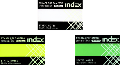

Бумага для заметок INDEX статическая, 75х50 мм, 100 листов, а ассортименте