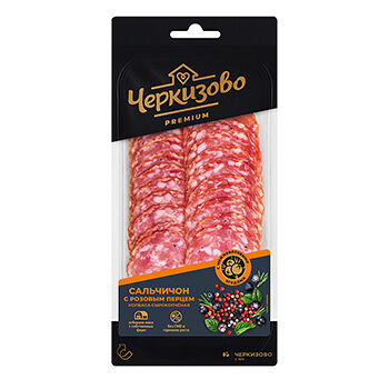Колбаса Сальчичон Черкизово Премиум с розовым перцем сырокопченая, нарезка, 85 г