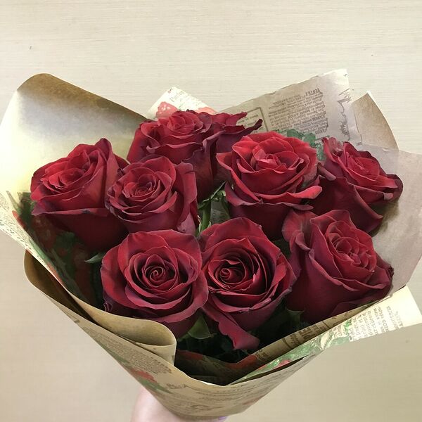 9 роз Эксплорер в крафте