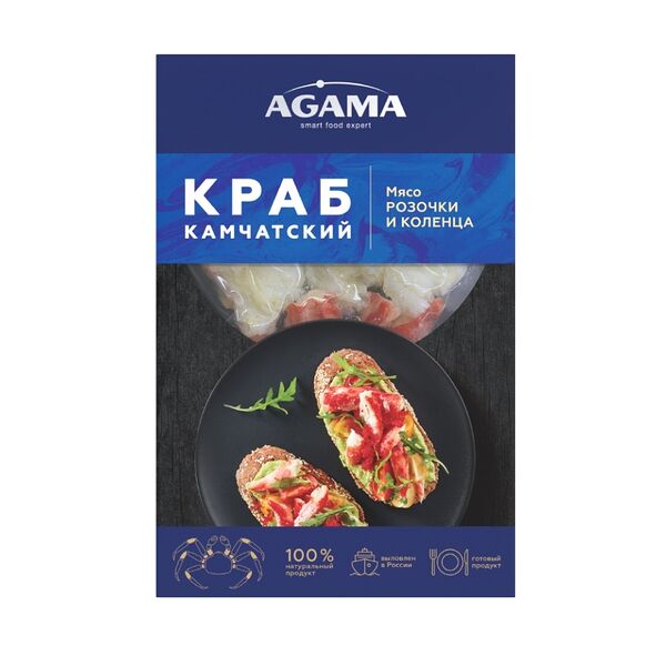 Краб Камчатский Agama мясо розочки и коленца в/м 200г, Россия