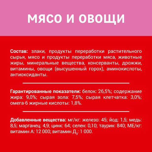 

Сухой корм Дарлинг для взрослых кошек с мясом и овощами 760 г