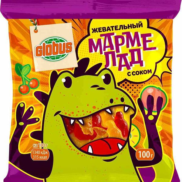 Мармелад жевательный Глобус с соком Динозавры