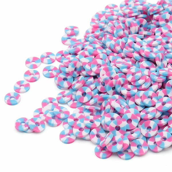 Бусины плоские из полимерной глины 6мм 20г, Astra&Craft(B36 малиновый, белый, голубой пестрый микс)