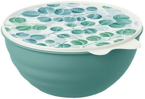 Миска Бытпласт пластиковая с декором и крышкой