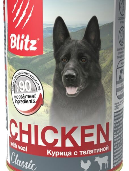 Влажный корм для собак Blitz Classic Курица с телятиной 400г