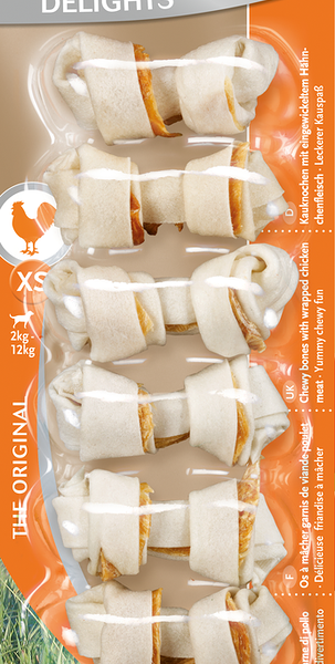 Лакомство для мелких собак 8IN1 Delights Strong XS Косточки сверхпрочные с куриным мясом, 7шт