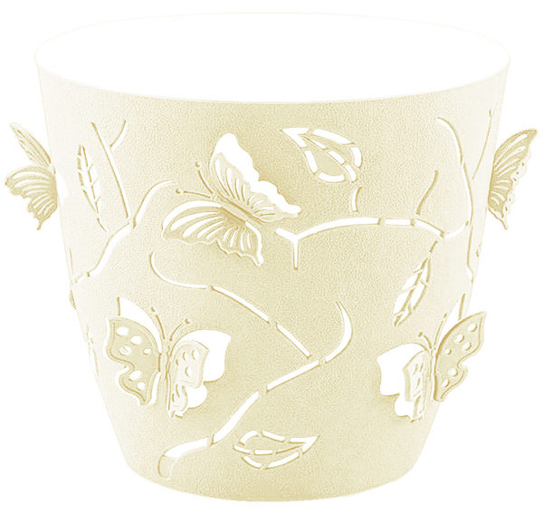Горшок для цветов Plast Team 3D эффект порхания живых бабочек, цвет: песочно-белый