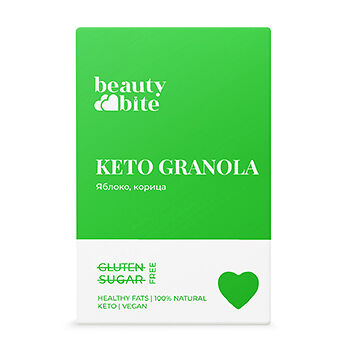 Кето-гранола низкоуглеводная Beauty Bite с яблоком и корицей 125г, Россия