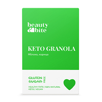 

Кето-гранола низкоуглеводная Beauty Bite с яблоком и корицей 125г, Россия
