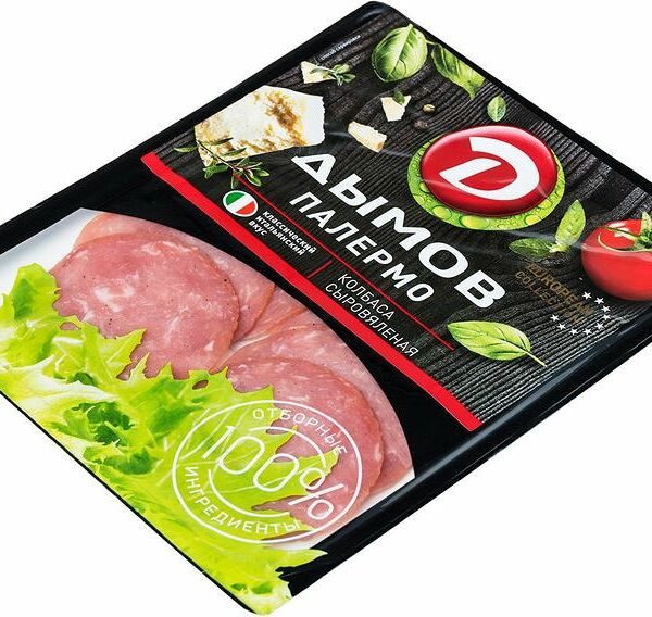 Колбаса сыровяленая Дымов Палермо в нарезке, 90г