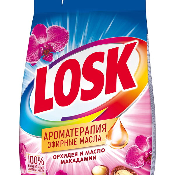 Лоск средство моющее синтетическое 2,7 кг Ароматерапия Орхидея и Масло Макадамии (18 стирок)