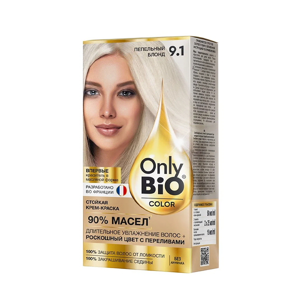 Стойкая краска для волос Only Bio Color тон 9.1 Пепельный блонд, 115 мл