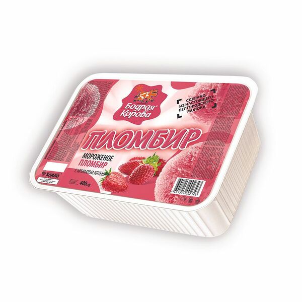Мороженое Бодрая Корова Клубника, 400г
