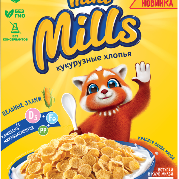 Хлопья кукурузные MINI MILLS обогащенные витаминами и железом, 200г