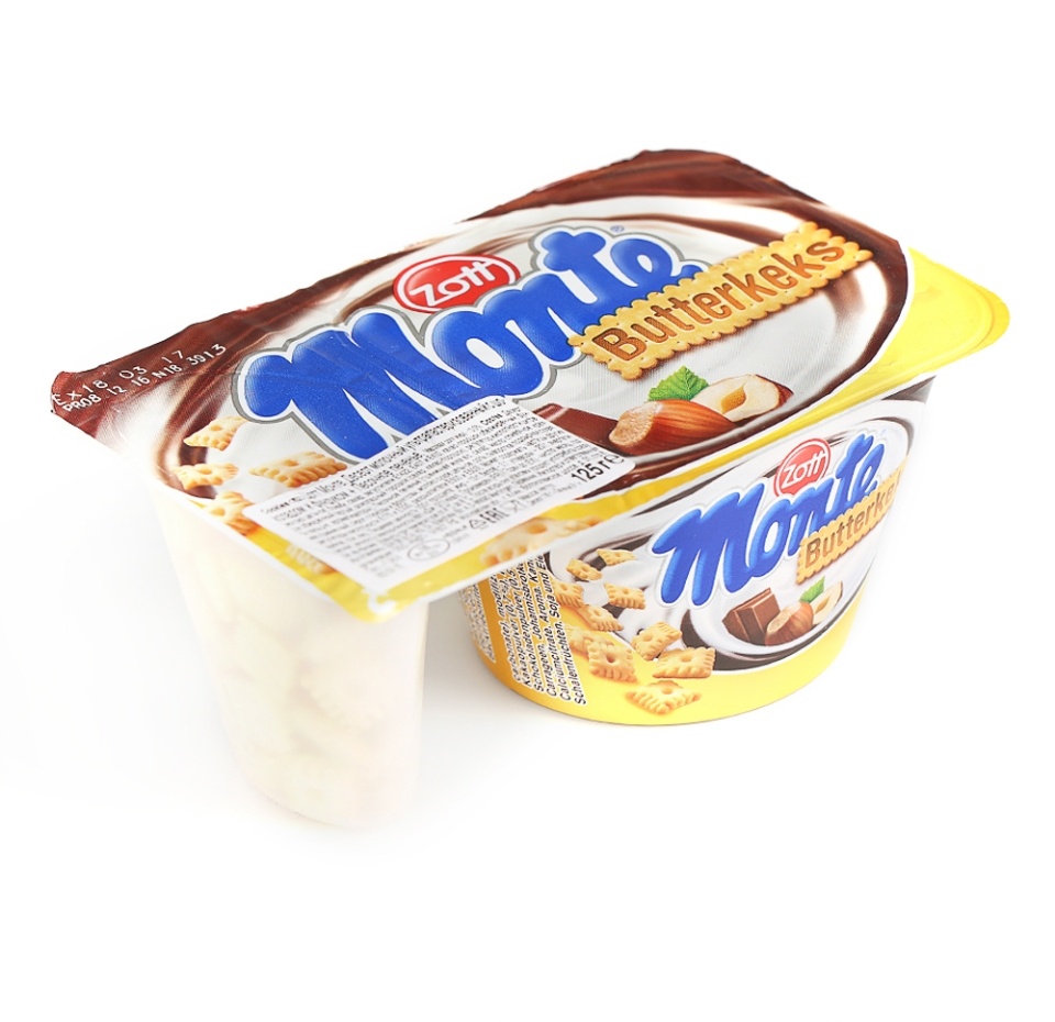 

Десерт молочный Zott Monte Cookies шоколад фундук и песочное печенье 13% 125 г