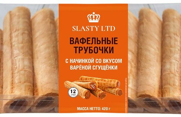 Трубочки Slasty Ltd вафельные с начинкой со вкусом вареной сгущенки 420г