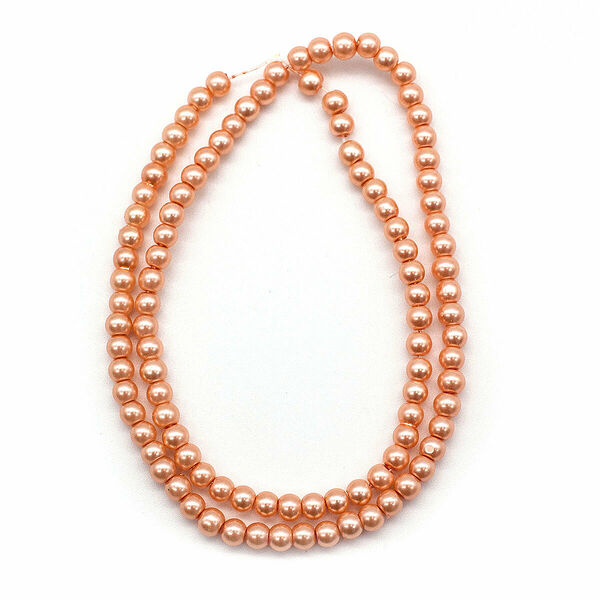 Бусины стеклянные на нитке, 4 мм, длина 40см(SA-29 персик)