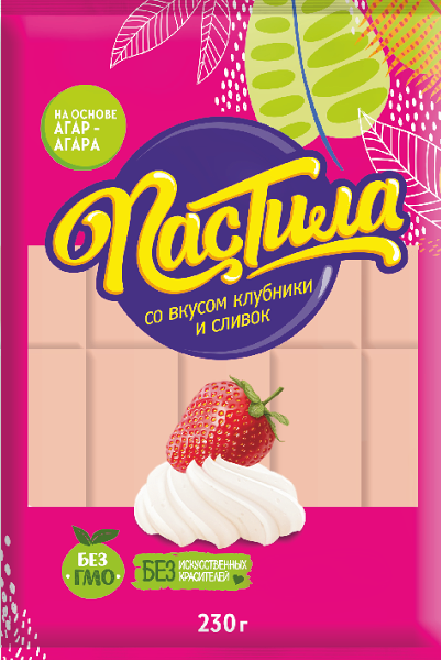 Пастила Со вкусом клубники и сливок вес 230г. Красный Мозырянин
