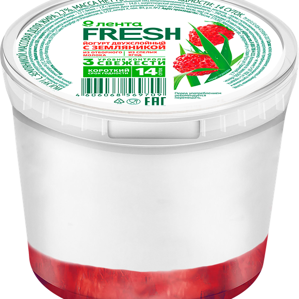 Йогурт ЛЕНТА FRESH с земляникой 2,7%, без змж