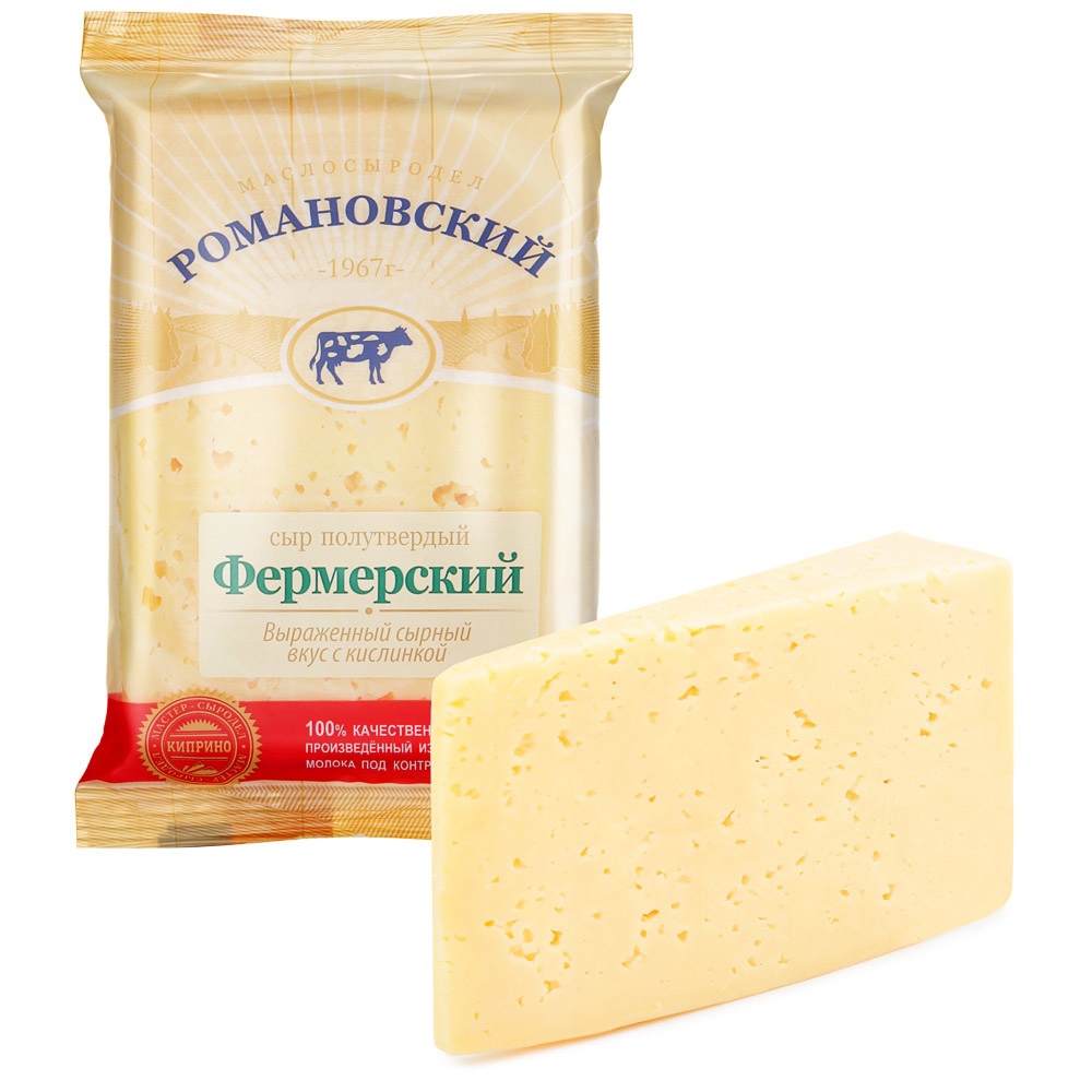 

Сыр полутвердый Романовский Маслосыродел фермерский 50% 180 г