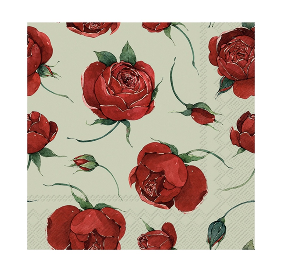

Салфетки бумажные Ihr Rosella, light green 33х33 см, 3-сл, 1 упаковка 20 шт, Германия
