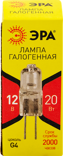 Лампа галогенная ЭРА G4-JC-20W-12V G4 20Вт, капсула, теплый белый свет 