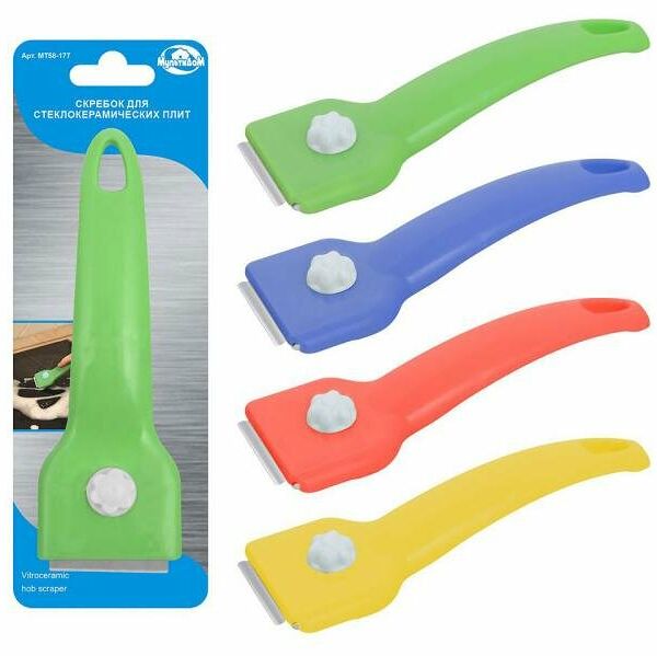 Скребок МультиДом для стеклокерамических плит в ассортименте, 1 шт