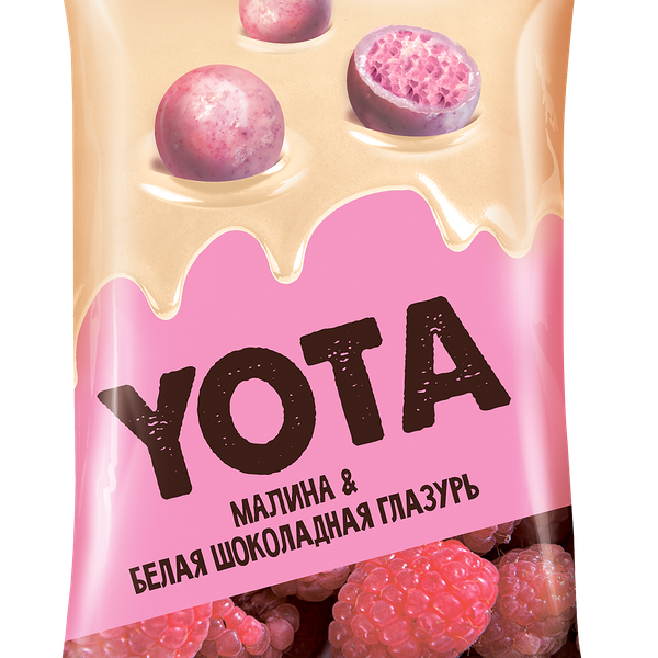 Драже Yota Вафельные в белой шоколадной глазури с малиной 40 г
