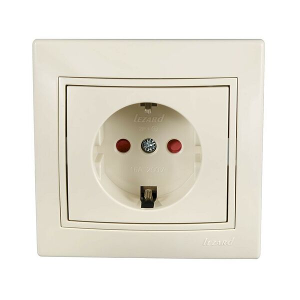 Розетка LEZARD MIRA, с заземлением, бежевая