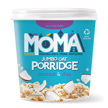 Каша овсяная Jumbo с кокосом и чиа (без глютена), Moma, 55 г, Великобритания