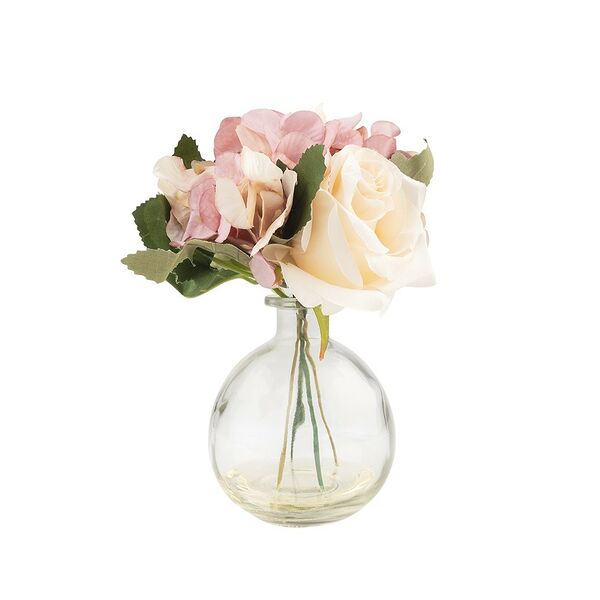 Букет искусственный Вещицы Нежность, 9х9х19 см, прозрачная ваза