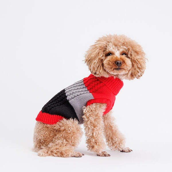 Свитер для собак 20 см, красно-черный