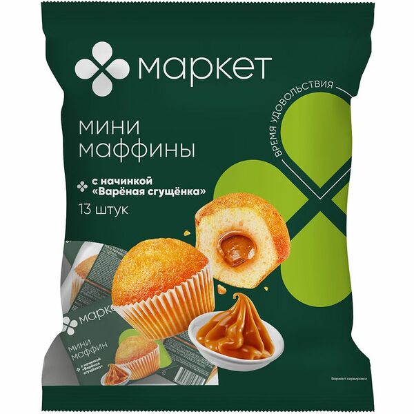 Мини-маффины с начинкой Варёная сгущёнка Маркет, 432.9г